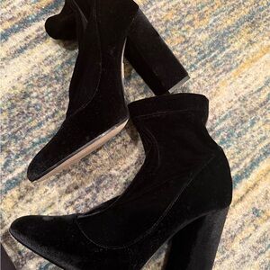 Tamara Mellon Black Velvet Ankle Boots